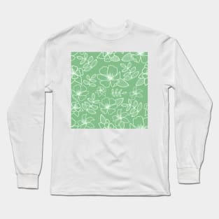 Dainty Green Floral Pattern Long Sleeve T-Shirt
